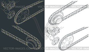 Motorcycle mechanical chain transmission and - vector clipart