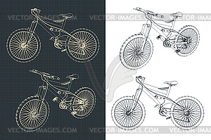 Mountain bike drawings - vector clip art