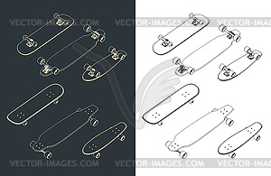 Скейтборды Изометрические Рисунки - векторный графический клипарт
