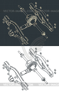 Differential isometric drawings - vector clip art