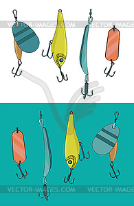 Floating Minnow Fishing Hard Lure Color Set - vector image