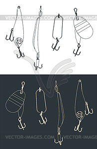 Floating Minnow Fishing Hard Lure Set - vector clipart