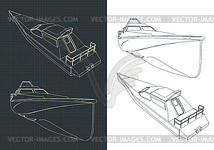 Быстроходные чертежи лодок - векторный клипарт Royalty-Free