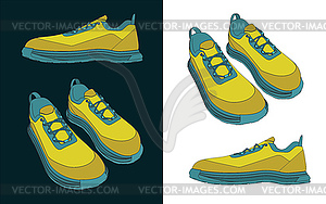 Sneakers color drawings - vector clipart
