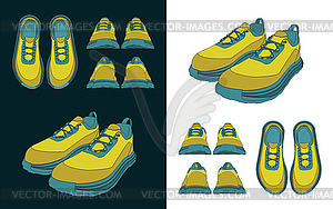 Sneakers drawings color s - stock vector clipart