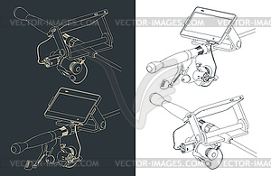 Telescopic Fishing Rod Spinning Sketch - vector clipart