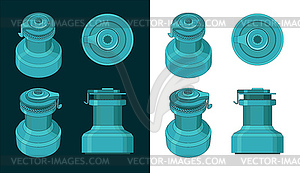 Yacht winch color drawing - vector image