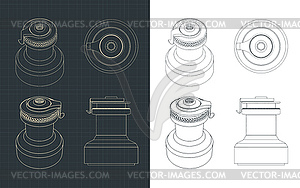 Yacht winch drawing - vector image