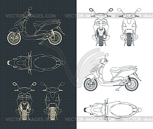 Moped drawings - vector image