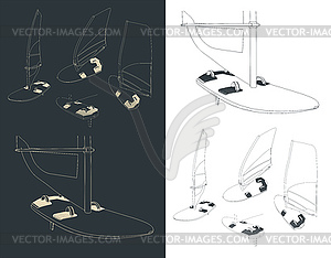 Windsurf sketches - vector clipart