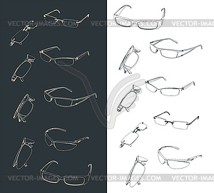 Glasses outline set - vector clipart