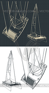 Catamaran drawings - vector image