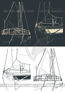 Катамаран наброски - векторный клипарт EPS