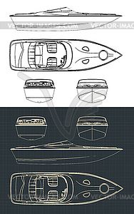 Speed boat drawings - vector clipart