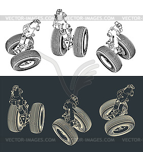 Aircraft landing gear blueprints - vector clip art