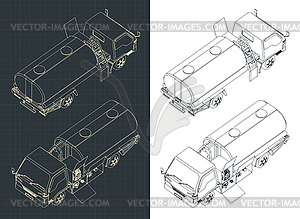 Airport Fuel Truck isometric drawings - vector image