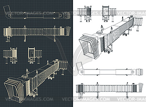 Airport telescopic gangway drawings - vector clipart