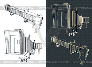 Airport telescopic gangway outline - vector clip art