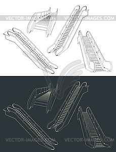 Escalator drawings - vector image