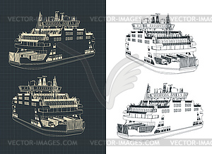 Ferry outline - vector clipart