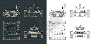 Tracked Robot Drawings - vector clipart