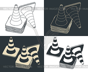 Traffic cones - vector clip art