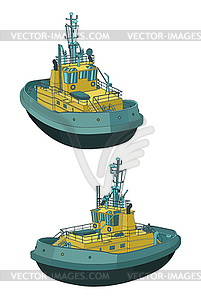 Tugboat color drawings - royalty-free vector clipart