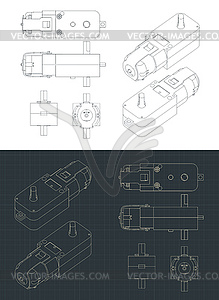 Geared Motor DC drawings - vector clip art