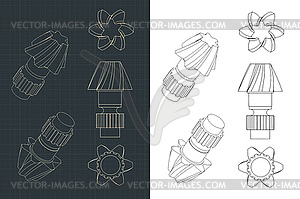 Helical Gear Dawings - vector clip art