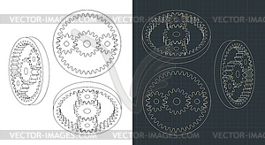 Planetary Gears Drawings - vector image