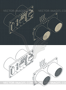 Ультразвуковой датчик для робототехники - изображение в векторном формате