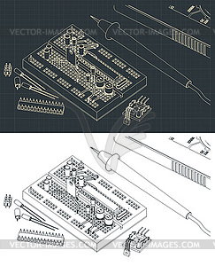 Electronics components drawings - royalty-free vector image