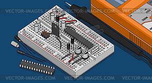 Комплект электронных компонентов - векторное изображение EPS