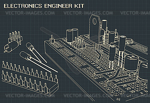 Electronics components outline - vector image