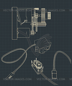 Micro servos blueprints - vector image