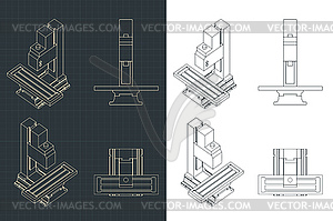 Milling and la machine blueprints - vector clipart