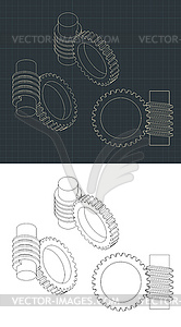 Worm Gear Drawings - color vector clipart