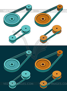 Belt drive color drawings - vector image