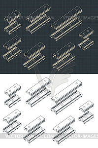 Microcontrollers isometric Drawings - vector clip art