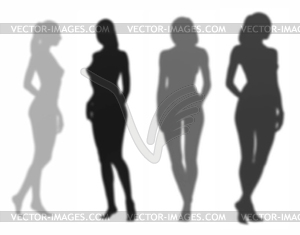 Beautiful woman`s shadows mini Set - white & black vector clipart