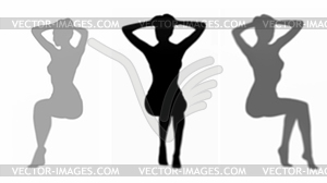 Seated woman`s shadow Set - vector clipart