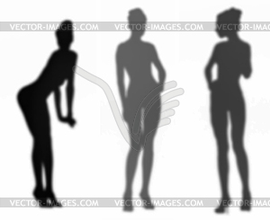 Shadows of beautiful girls set - vector clipart / vector image