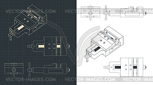 Bench vice blueprints - vector clipart