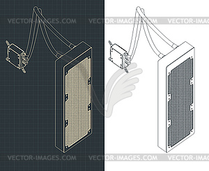 Система жидкостного охлаждения изометрическая s - изображение в формате EPS