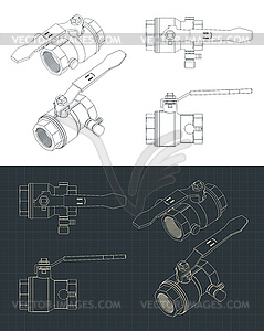 Чертежи шаровых кранов - изображение в векторе