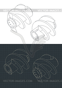 Inducer isometric drawings - vector image