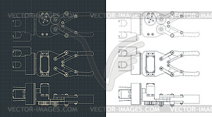 Robotic arm blueprints - vector clipart