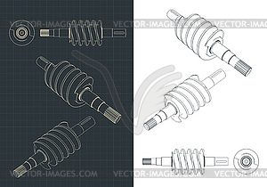 Spiral feed screw drawings - vector clipart