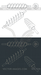 Чертежи спирального винта - векторный клипарт / векторное изображение
