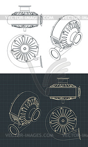 Turbo pump blueprints - vector image